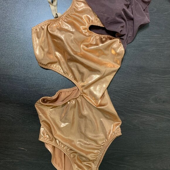 Revolution Brown Foil Mesh Spandex Dress Dance Costume SA (Adult Small) - Picture 4 of 5